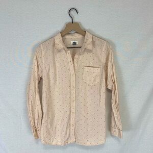 Old Navy Peach Polka Dot Long sleeve shirt, size: Medium